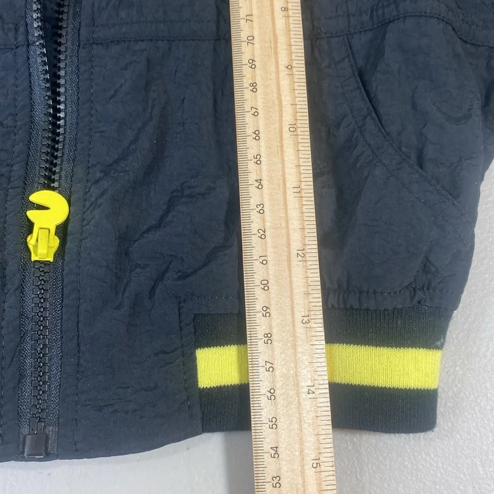 Justice Black and‎ Yellow Nylon Jacket with Pac-Man Graphic Embroidered